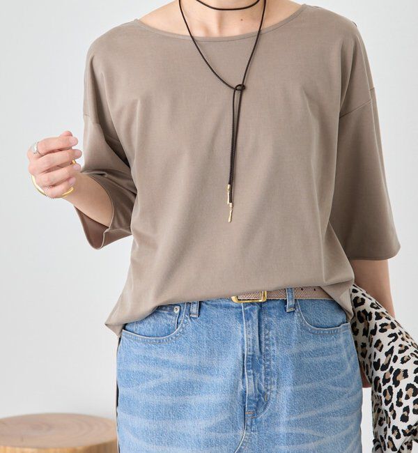  「予約【待望の半袖が登場！】ハーフスリーブキュプラカットプルオーバー」|Tシャツ・カットソー|モカ