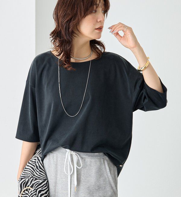  「予約【待望の半袖が登場！】ハーフスリーブキュプラカットプルオーバー」|Tシャツ・カットソー|ブラック