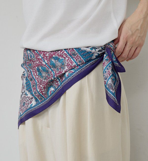  「オリエンタル柄シルクスカーフ」|バンダナ・スカーフ|パープル