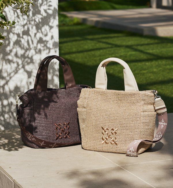  「ナイロンラフィア2WAYトートバッグ」|トートバッグ|アイボリー