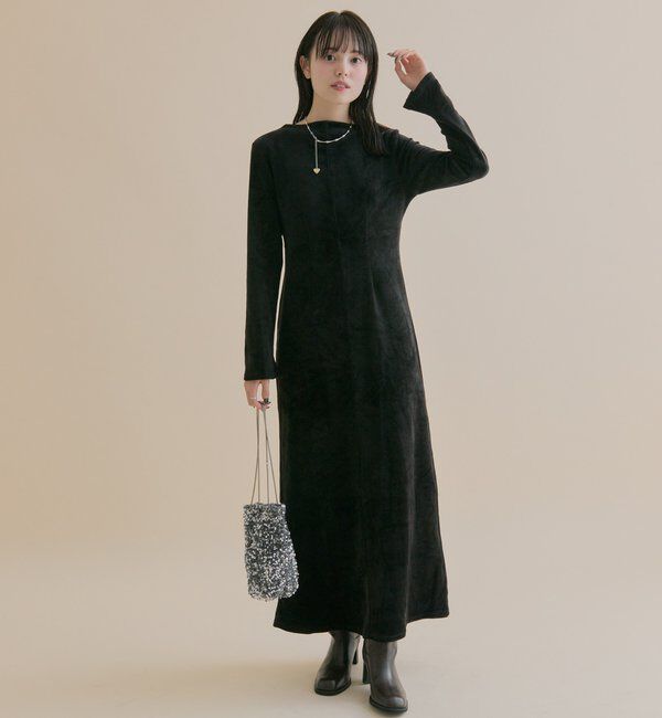  「[森川企画]バックオープンベロアワンピース」|ワンピース|