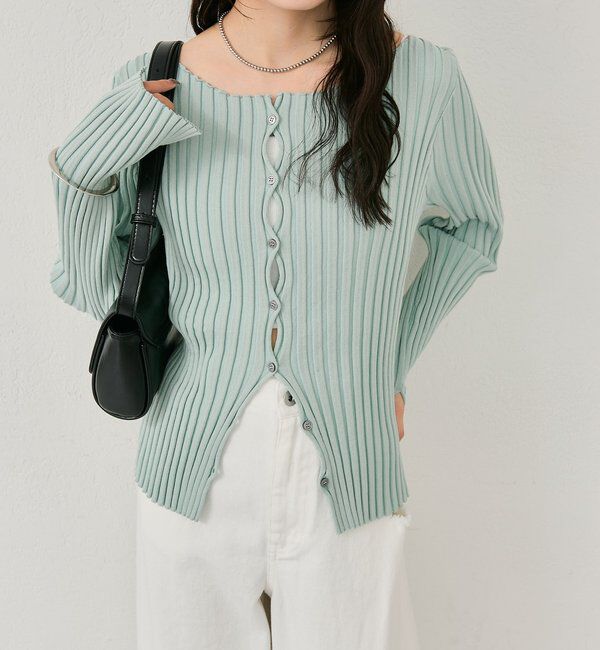  「ラウンドスリットリブカーディガン」|カーディガン|