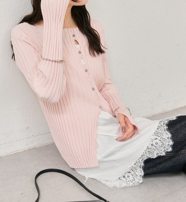  「ラウンドスリットリブカーディガン」|カーディガン|