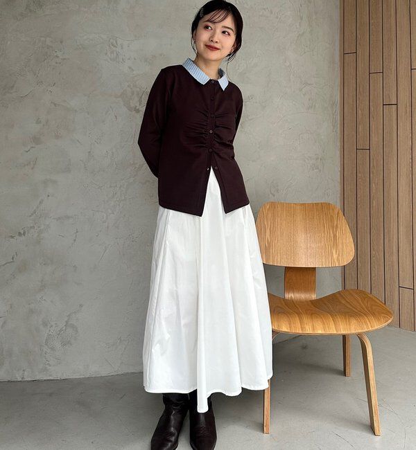  「【＠___s_m17企画】ストライプ付け襟配色ニット」|Tシャツ・カットソー|