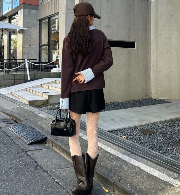  「【＠___s_m17企画】ストライプ付け襟配色ニット」|Tシャツ・カットソー|