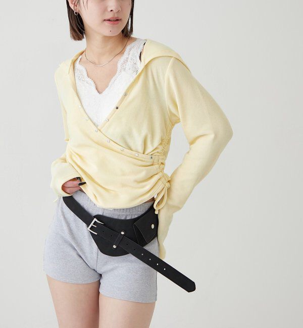  「スタッズリブカシュクールフーディ」|パーカー|