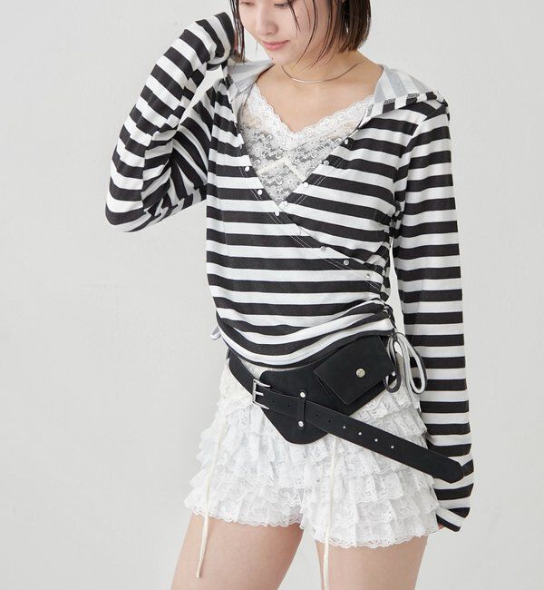  「スタッズリブカシュクールフーディ」|パーカー|