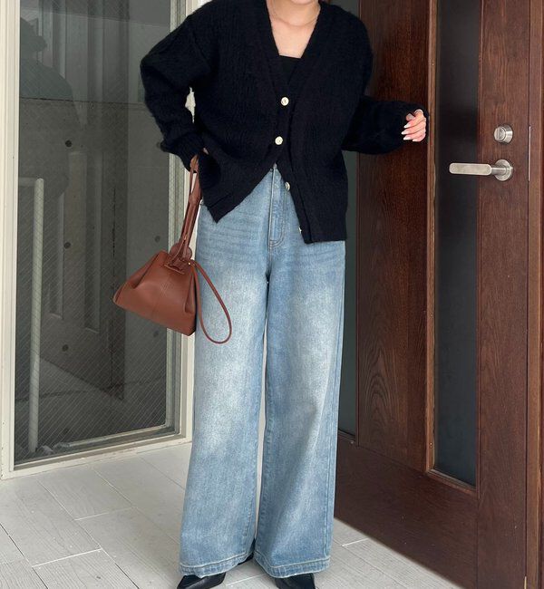  「ニュアンスボタンレイヤード風カーディガン」|カーディガン|