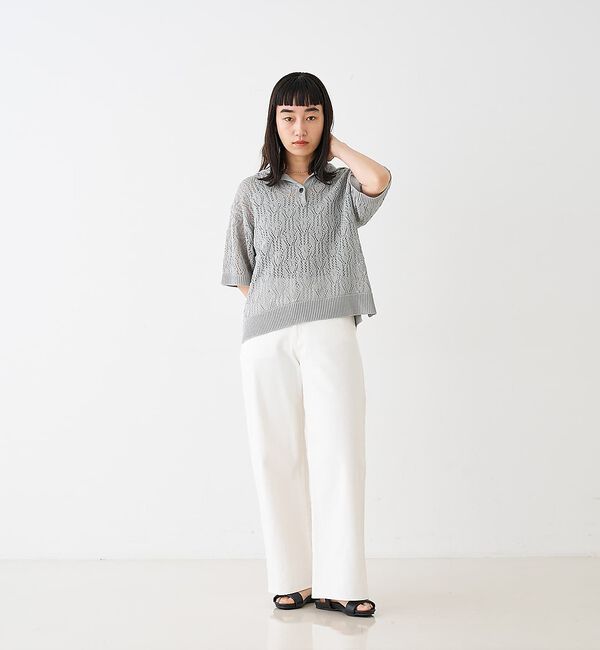 collex「レーシー柄ニットポロ／透かし編み・サマーニット【予約】」|ニット・セーター|