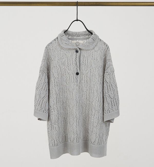 collex「レーシー柄ニットポロ／透かし編み・サマーニット【予約】」|ニット・セーター|