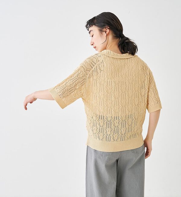 collex「レーシー柄ニットポロ／透かし編み・サマーニット【予約】」|ニット・セーター|