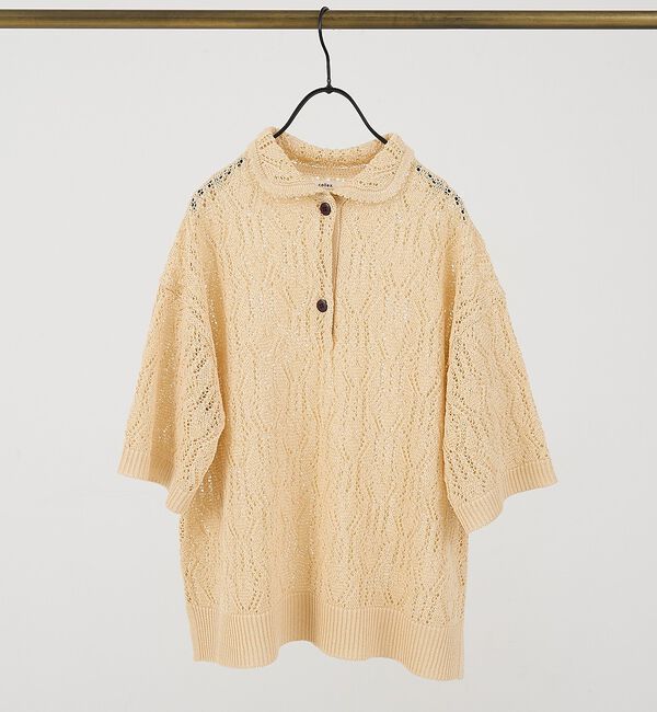 collex「レーシー柄ニットポロ／透かし編み・サマーニット【予約】」|ニット・セーター|