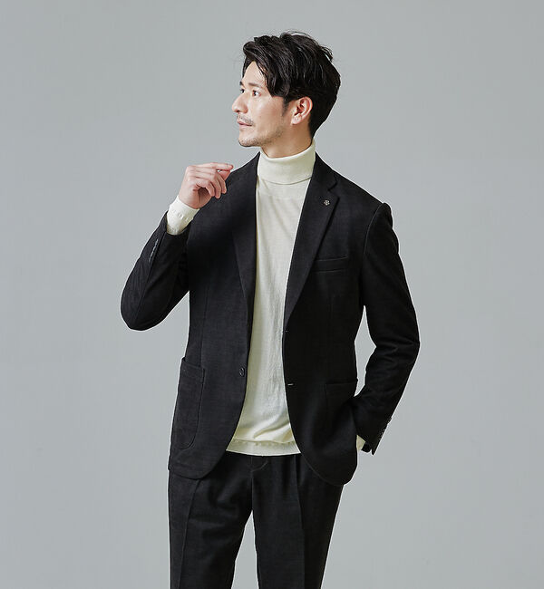 ABAHOUSE「【セットアップ対応/FLEX JACKET】ネオスウェード ツイル ジャケット」|テーラードジャケット|ブラック
