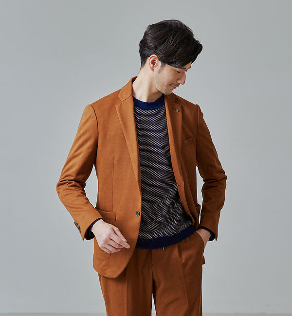ABAHOUSE「【セットアップ対応/FLEX JACKET】ネオスウェード ツイル ジャケット」|テーラードジャケット|ブラウン