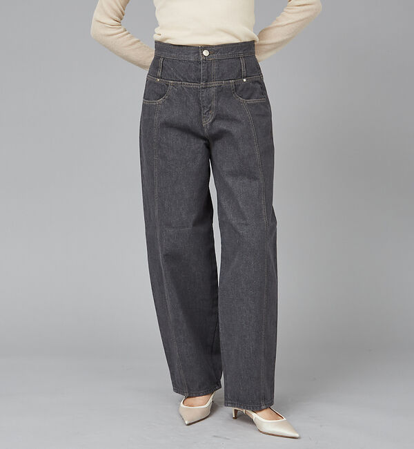 qualite「【SERGE de blue】レトロ　ウエスタンデニムパンツ」|デニム|チャコールグレー