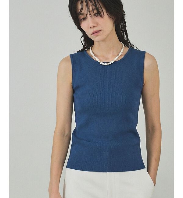 qualite「【前後2WAY】2WAYスクエアノースリーブニット」|キャミソール|ブルー