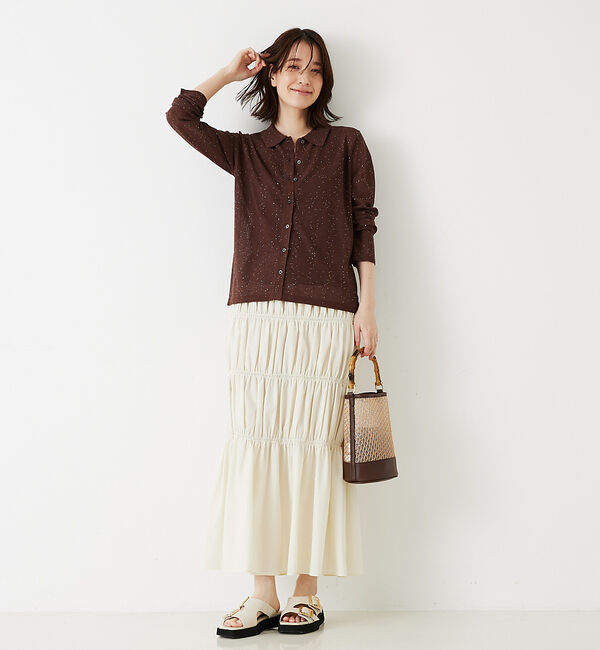 abahouse mavie「【アンサンブル対応】スパンコールシアーニットシャツ」|ニット・セーター|