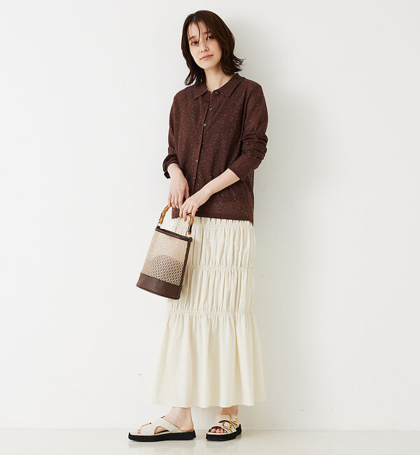 abahouse mavie「【アンサンブル対応】スパンコールシアーニットシャツ」|ニット・セーター|