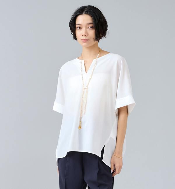 Liesse「キーネックブラウス」|シャツ・ブラウス|ホワイト
