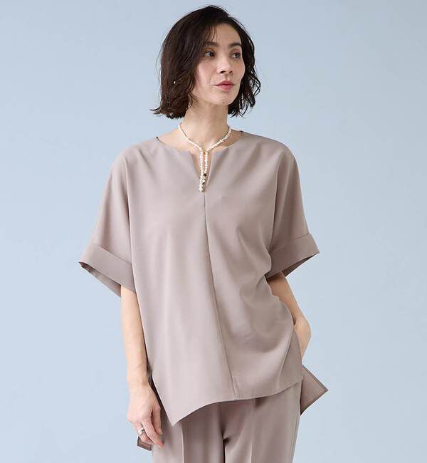 Liesse「キーネックブラウス」|シャツ・ブラウス|モカ