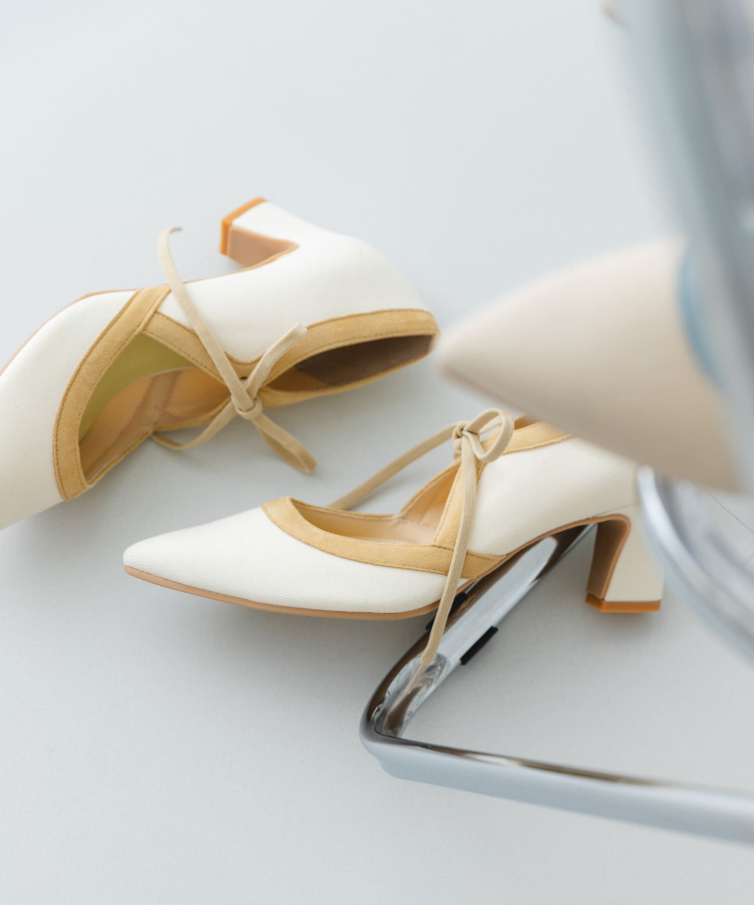 RODE SKO「『MADE IN JAPAN』チャンキーヒールリボンパンプス」|パンプス|イエロー系その他