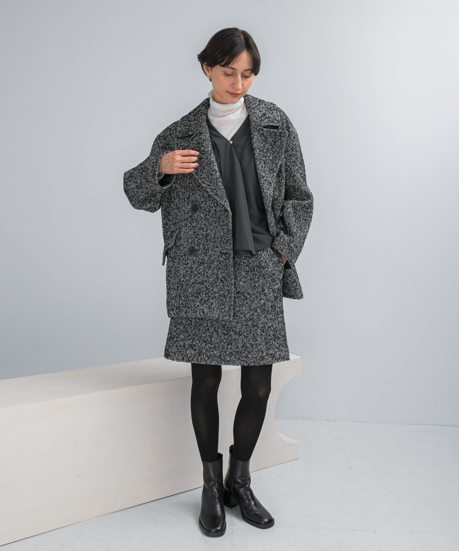 URBAN RESEARCH ROSSO「ウール混ループツイードミニスカート」|スカート|