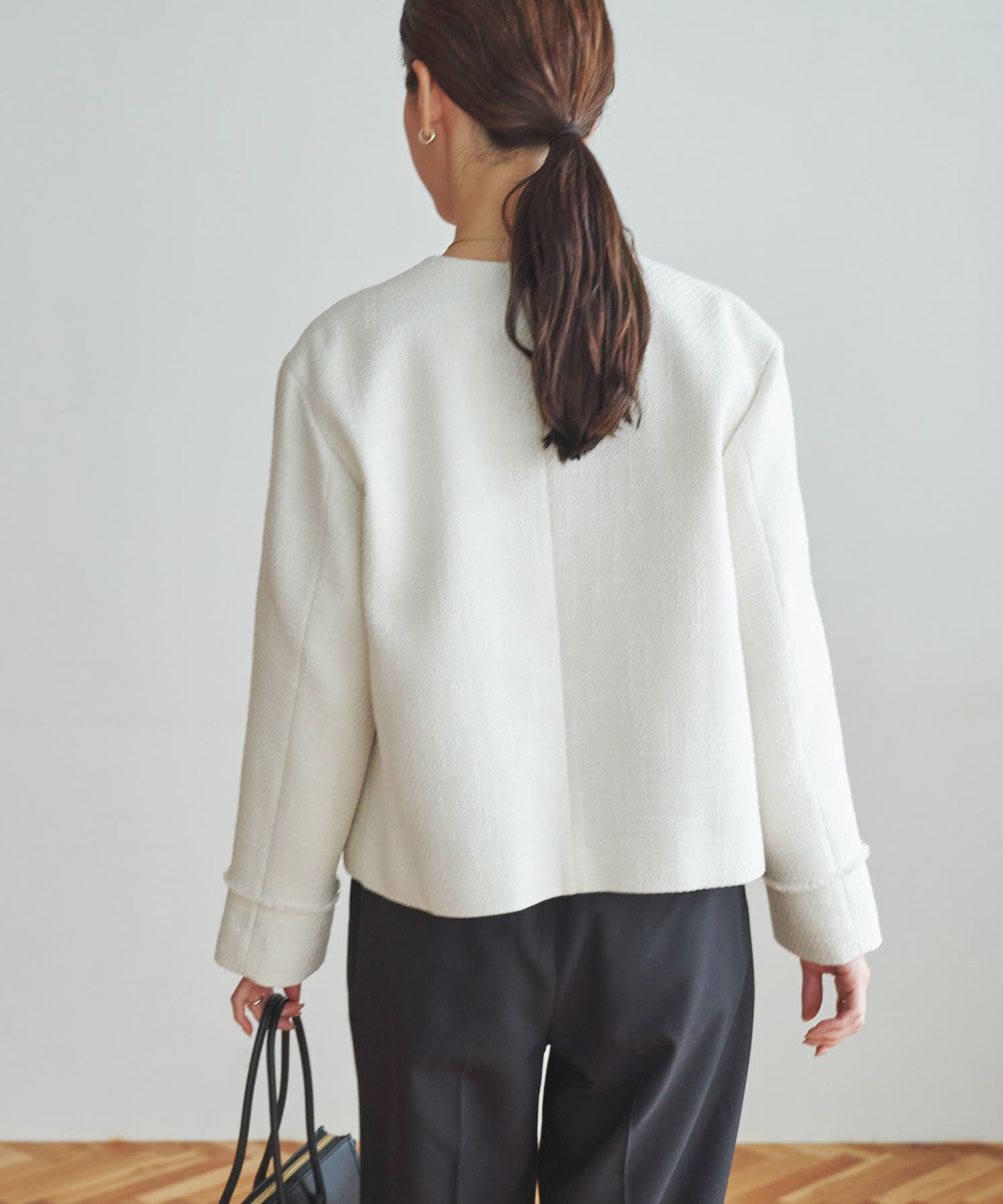 URBAN RESEARCH「ノーカラーツイードジャケット」|ノーカラージャケット|