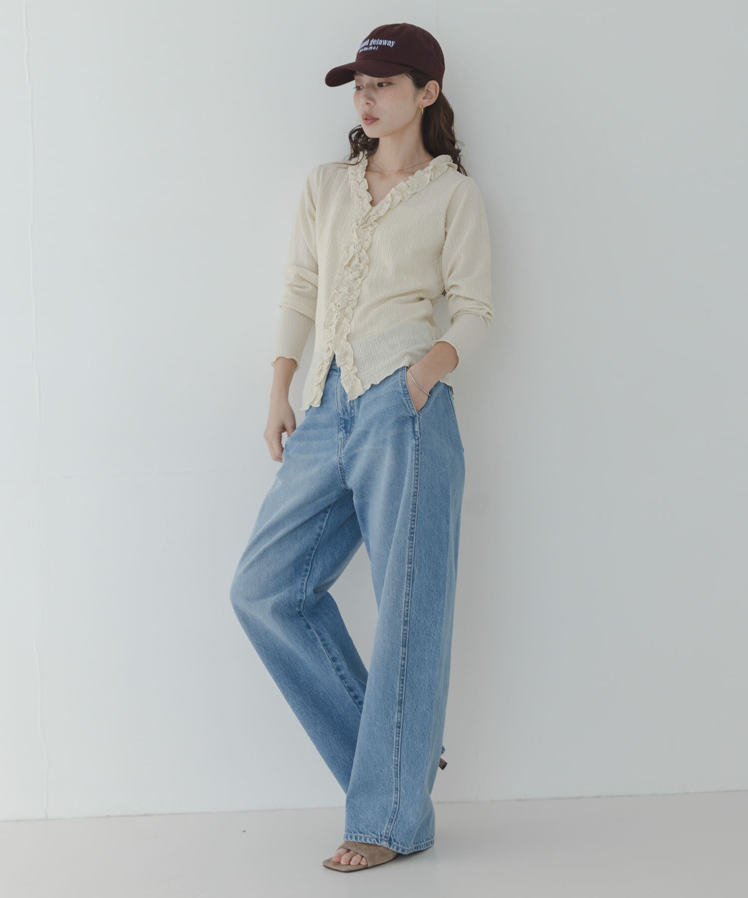 Sonny Label 「『WEB限定』ワッフルフリルVネックカーディガン」|カーディガン|