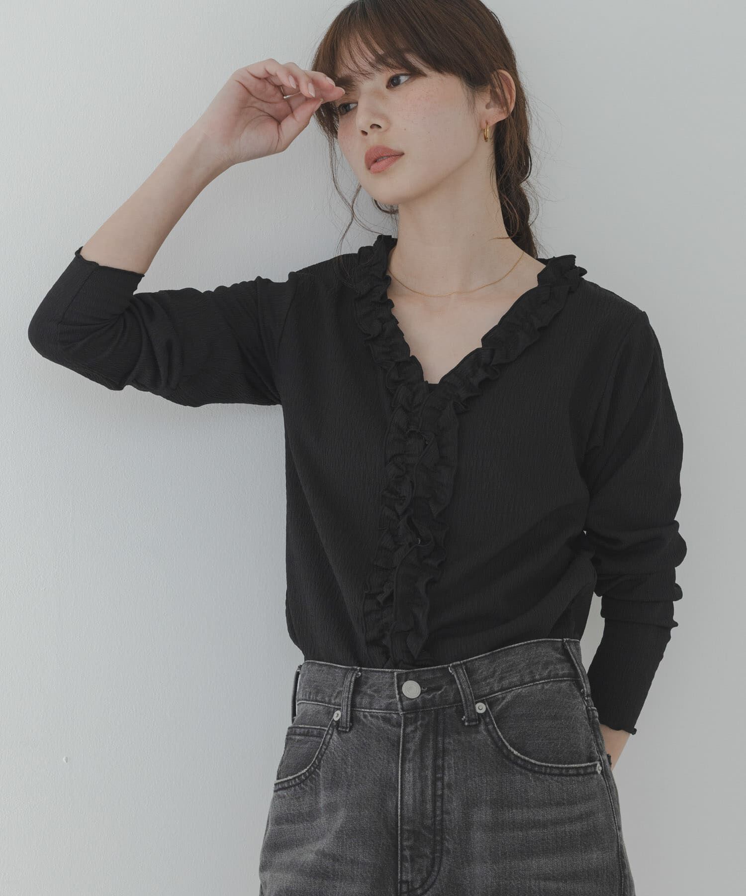 Sonny Label 「『WEB限定』ワッフルフリルVネックカーディガン」|カーディガン|