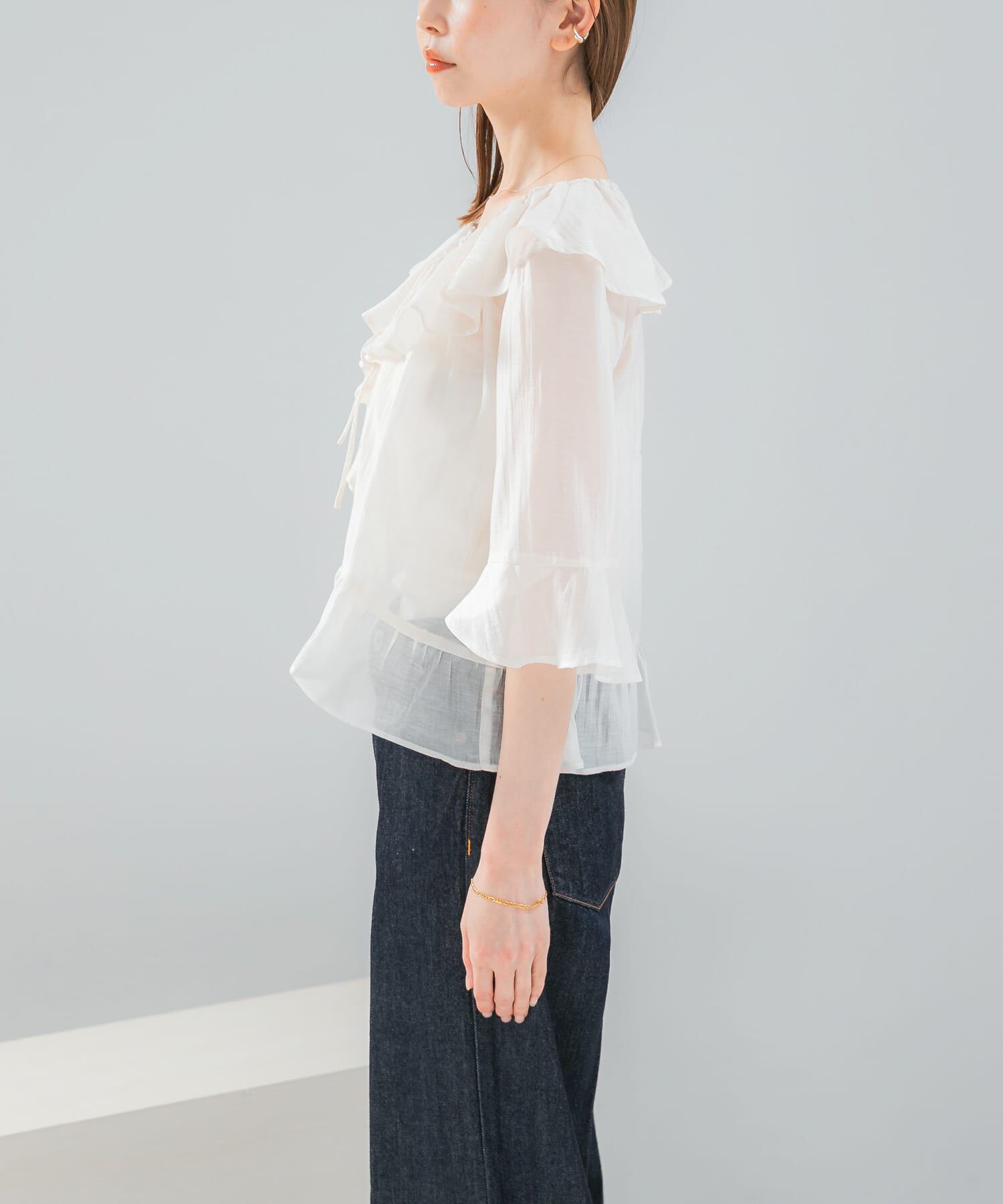 URBAN RESEARCH ROSSO「シアーフリルブラウス」|シャツ・ブラウス|