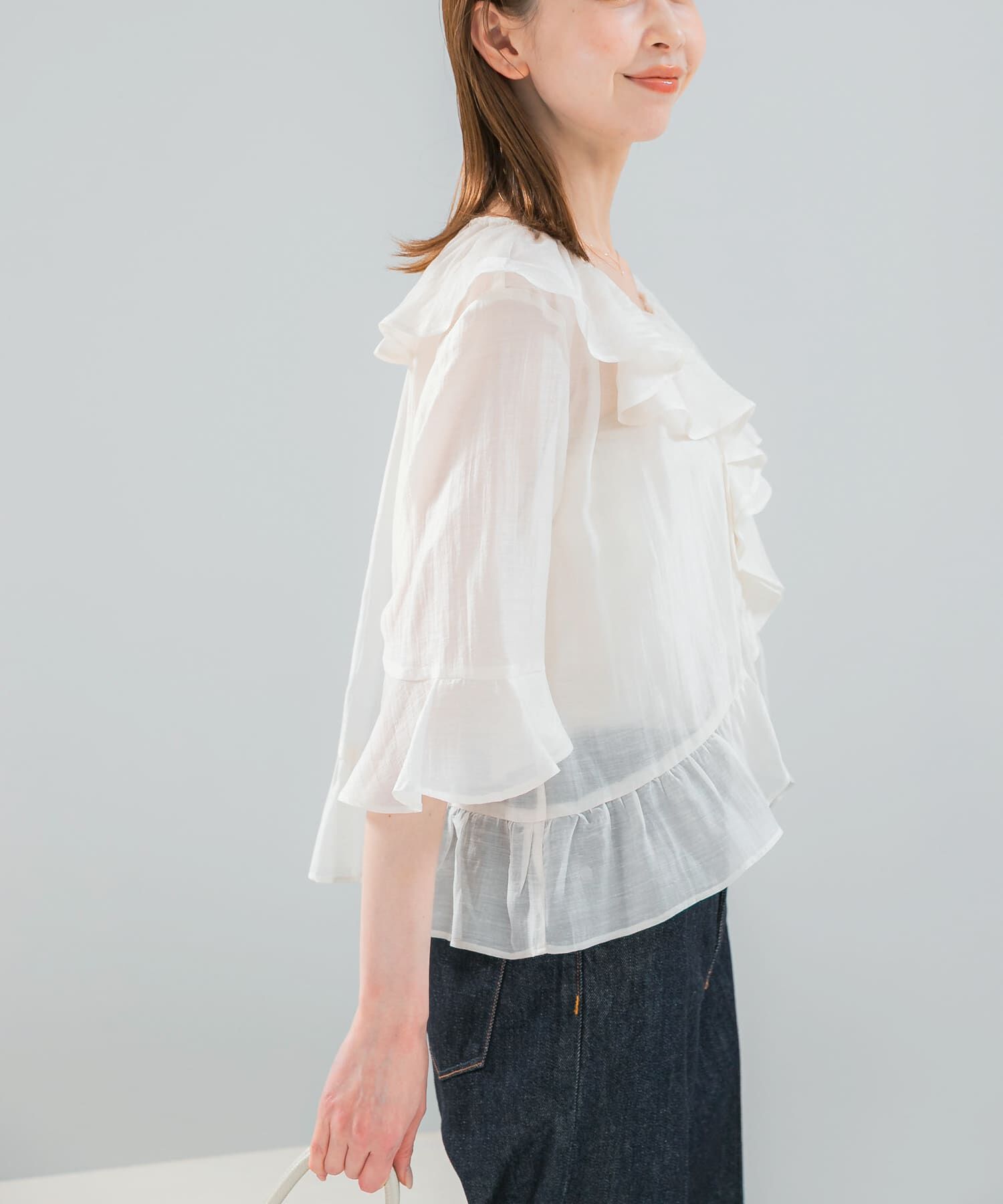URBAN RESEARCH ROSSO「シアーフリルブラウス」|シャツ・ブラウス|