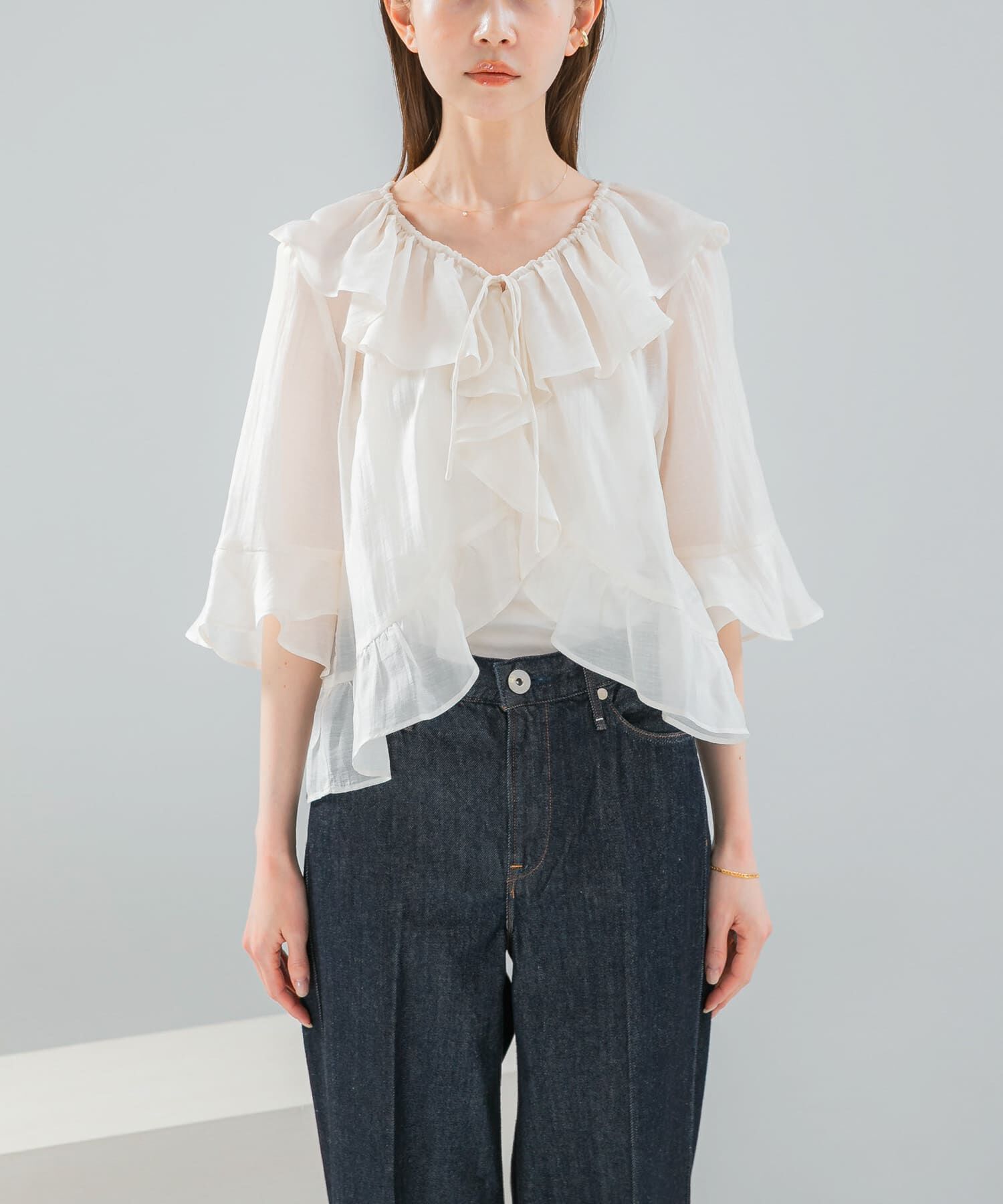 URBAN RESEARCH ROSSO「シアーフリルブラウス」|シャツ・ブラウス|
