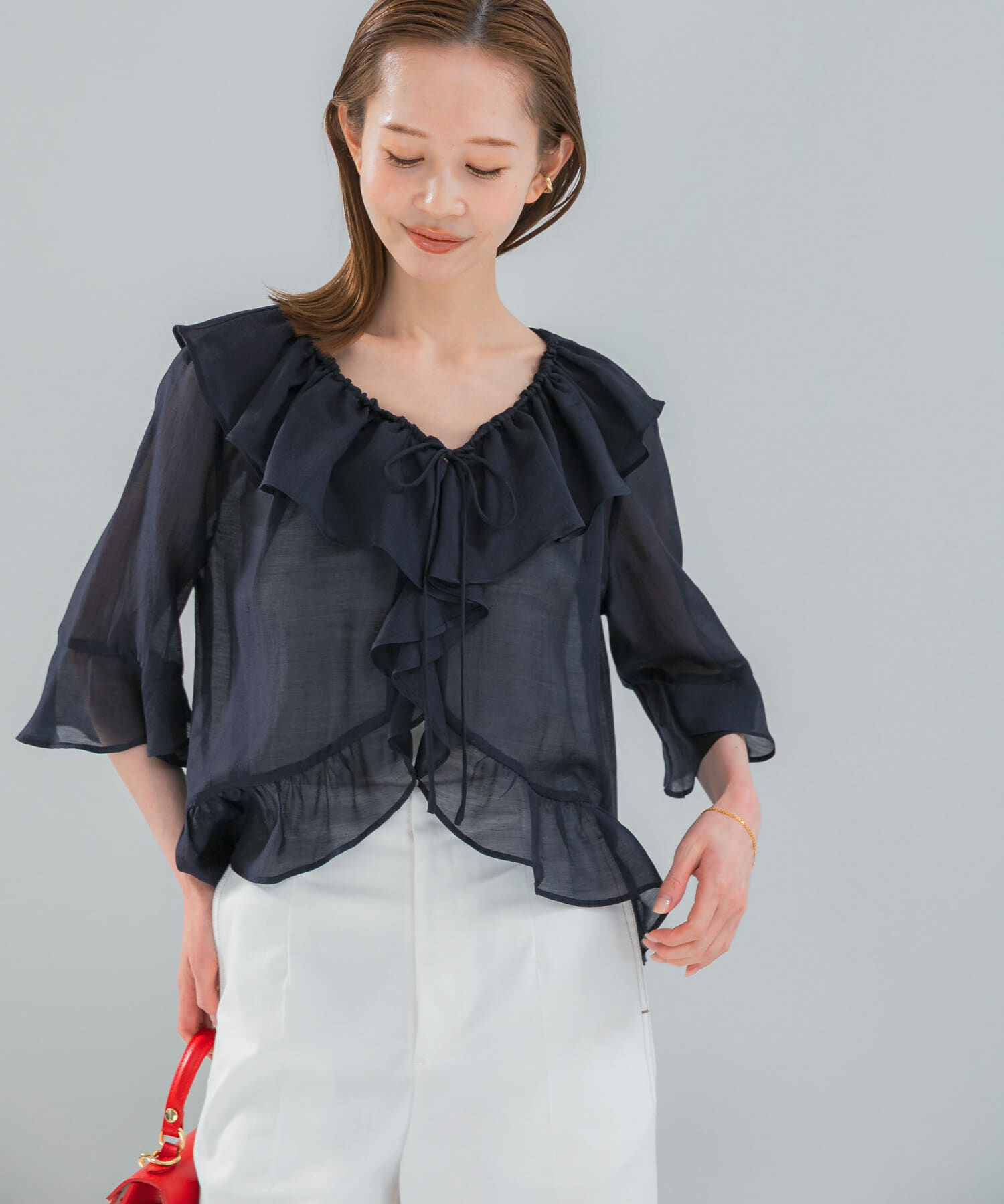 URBAN RESEARCH ROSSO「シアーフリルブラウス」|シャツ・ブラウス|