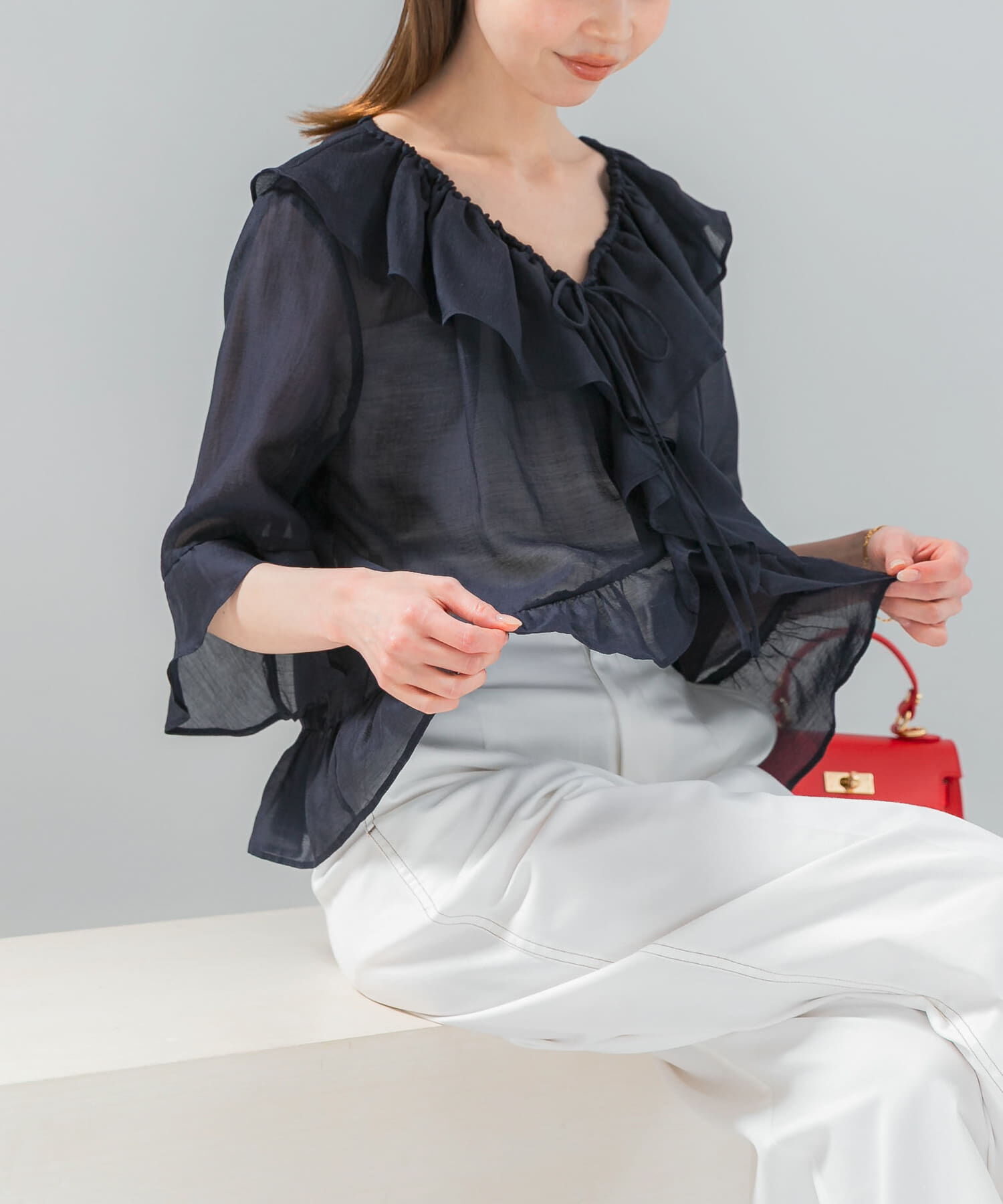 URBAN RESEARCH ROSSO「シアーフリルブラウス」|シャツ・ブラウス|