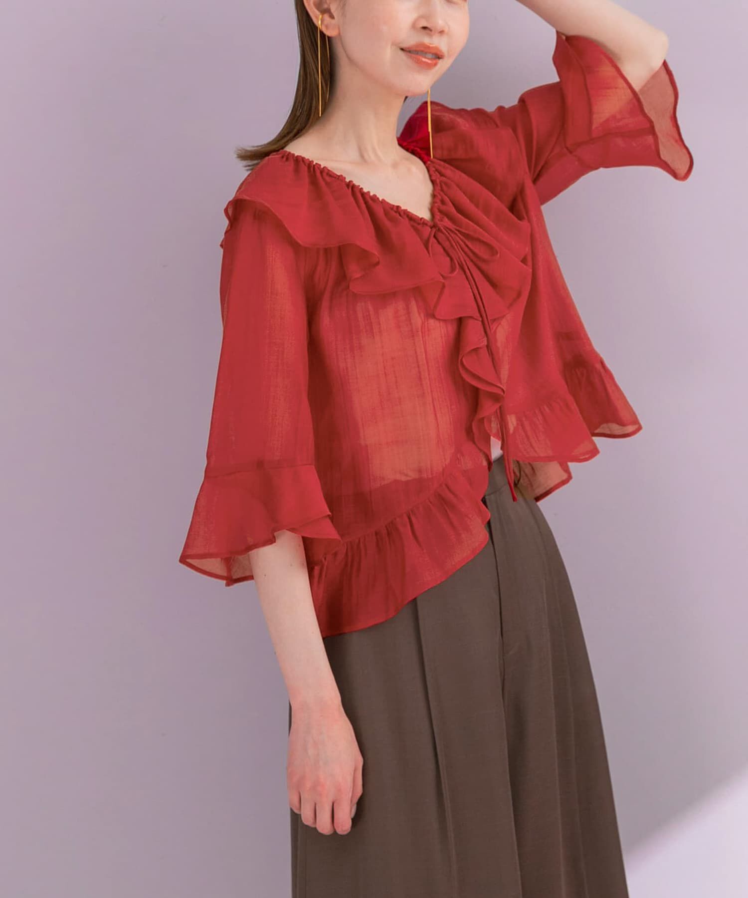 URBAN RESEARCH ROSSO「シアーフリルブラウス」|シャツ・ブラウス|
