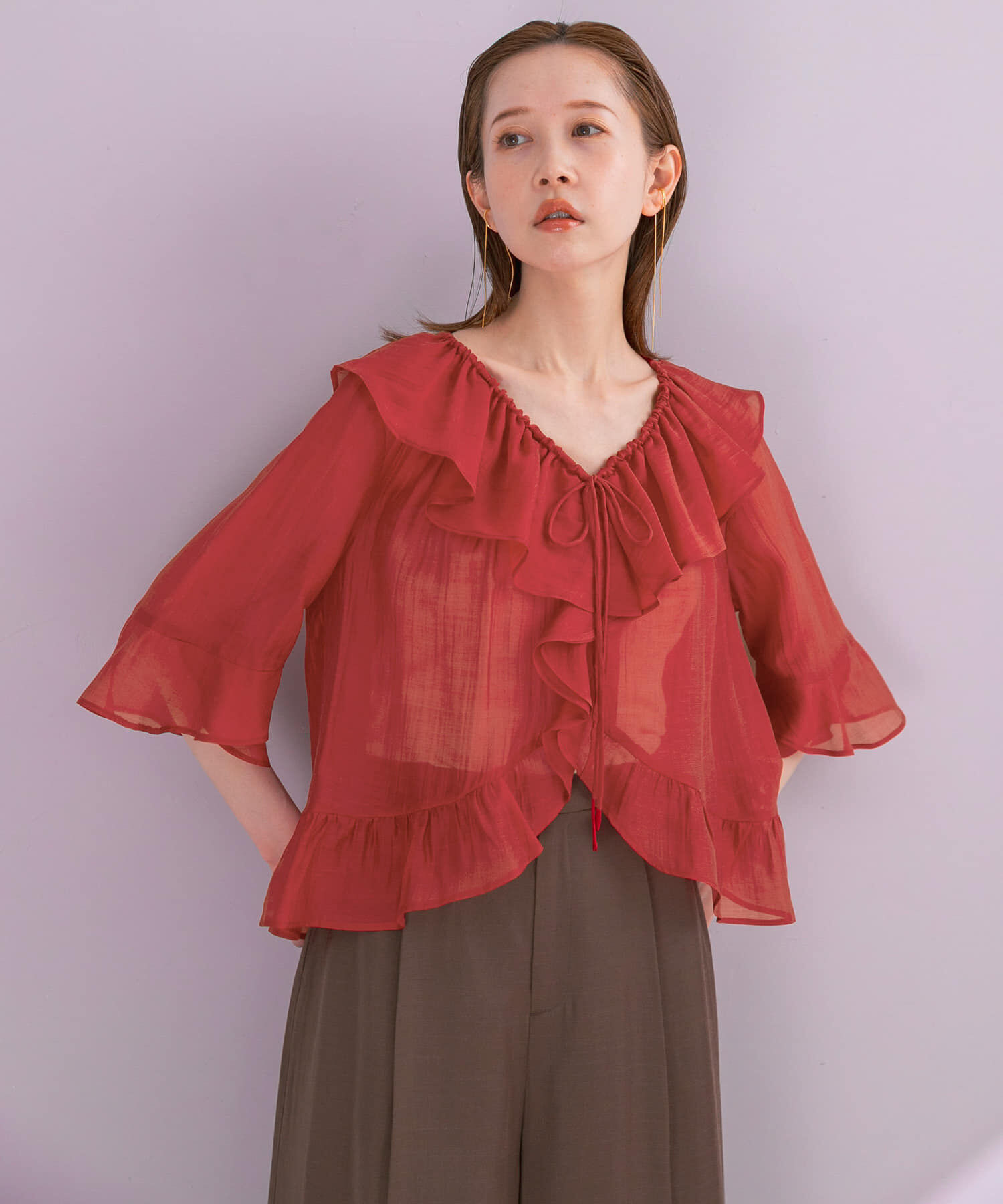 URBAN RESEARCH ROSSO「シアーフリルブラウス」|シャツ・ブラウス|