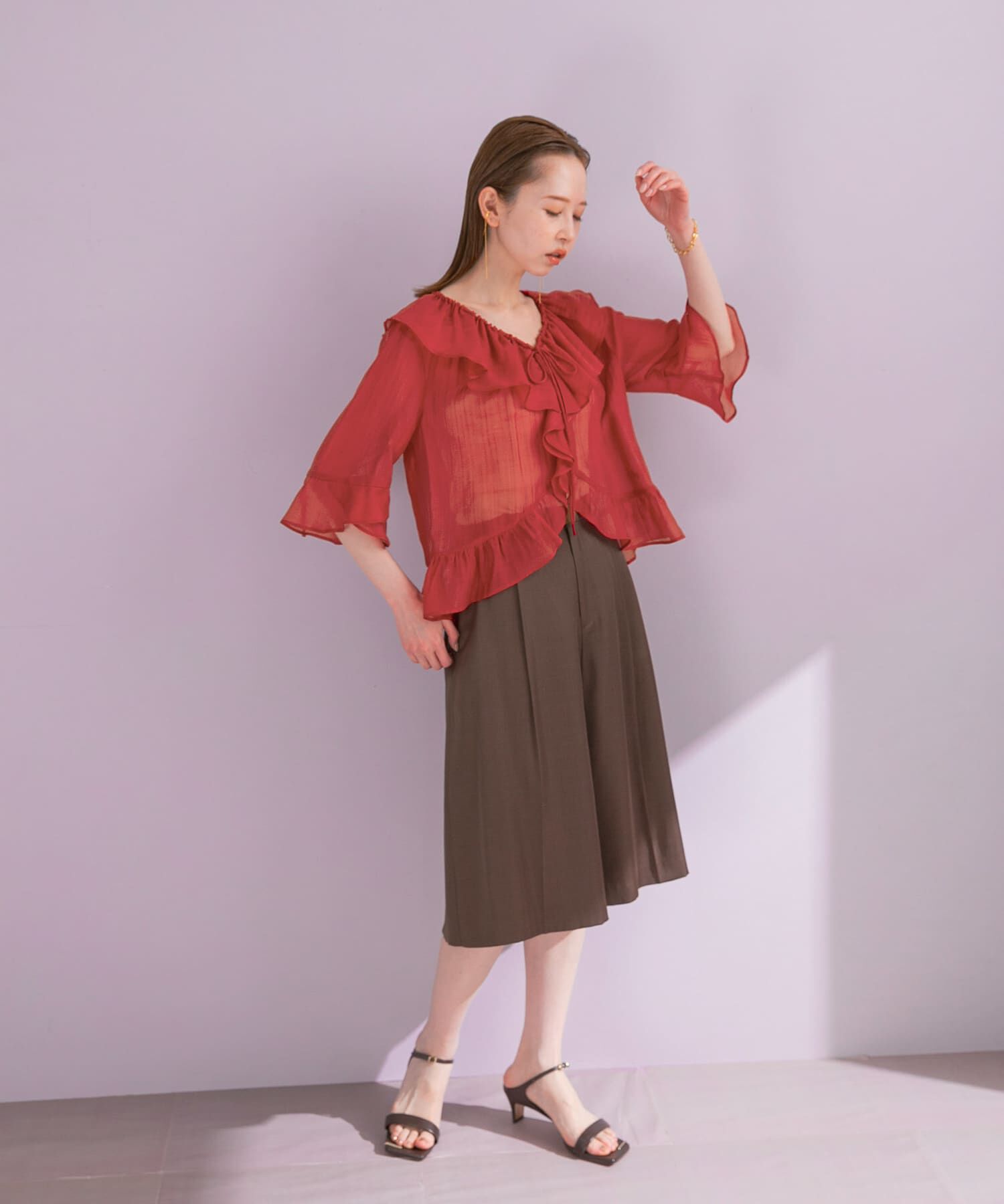 URBAN RESEARCH ROSSO「シアーフリルブラウス」|シャツ・ブラウス|