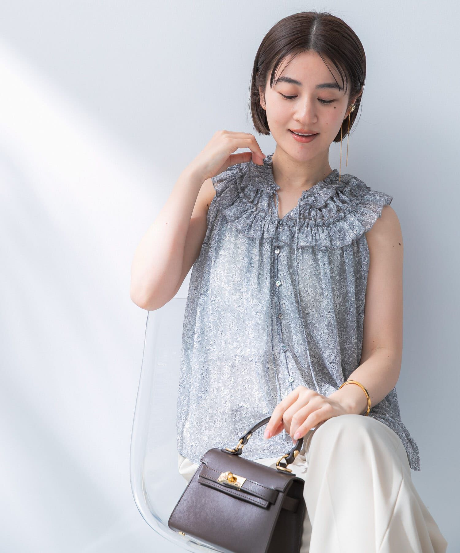 URBAN RESEARCH ROSSO「フラワープリントフリルブラウス」|シャツ・ブラウス|