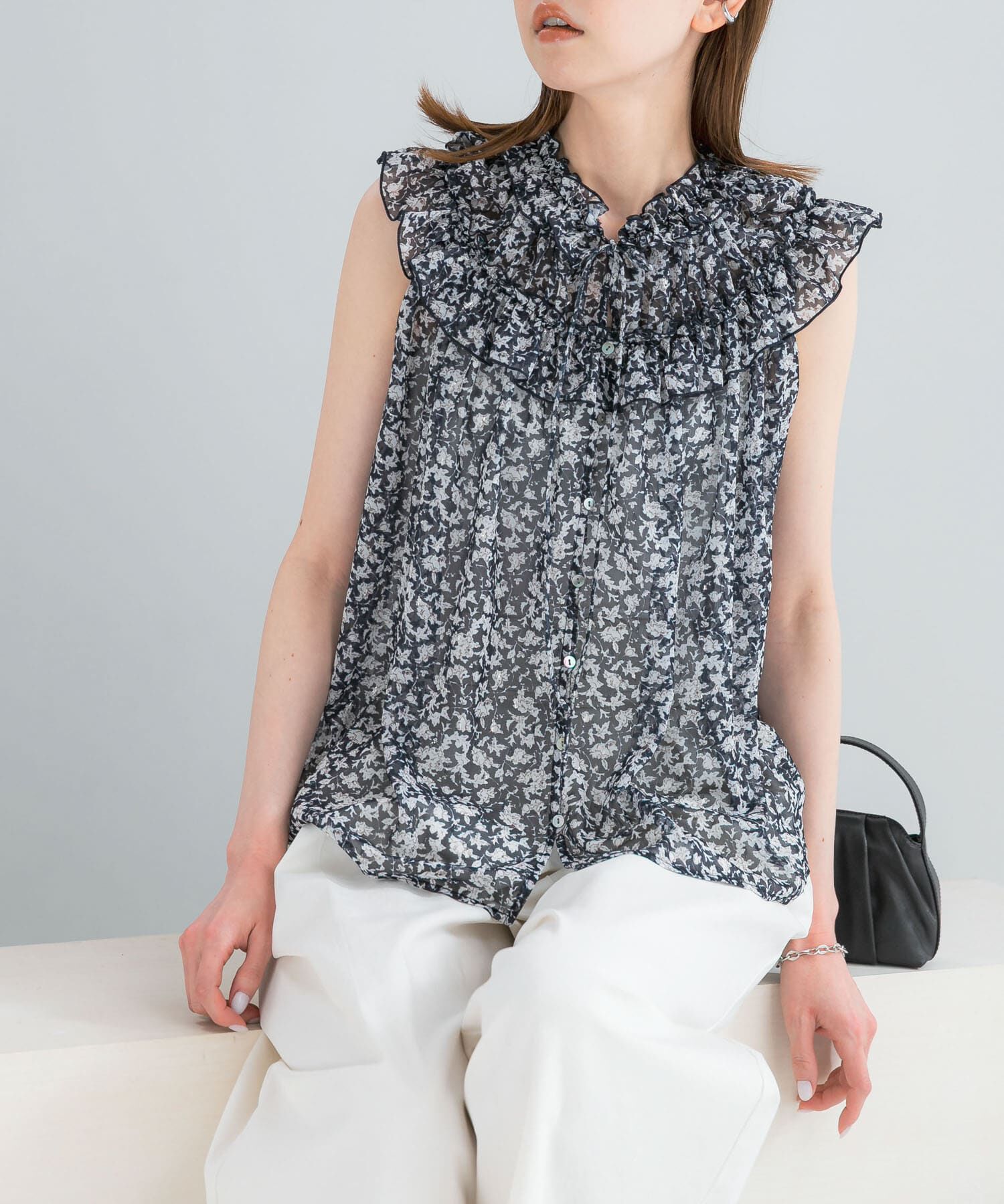 URBAN RESEARCH ROSSO「フラワープリントフリルブラウス」|シャツ・ブラウス|