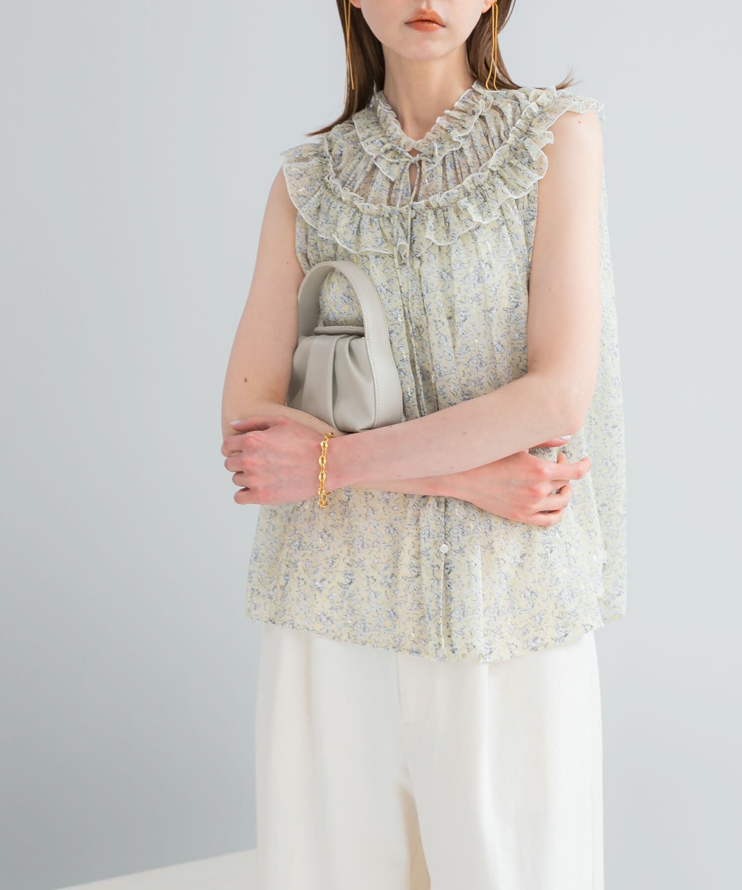 URBAN RESEARCH ROSSO「フラワープリントフリルブラウス」|シャツ・ブラウス|イエロー