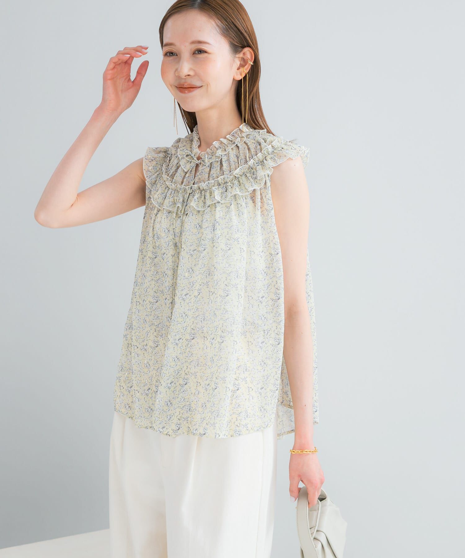 URBAN RESEARCH ROSSO「フラワープリントフリルブラウス」|シャツ・ブラウス|