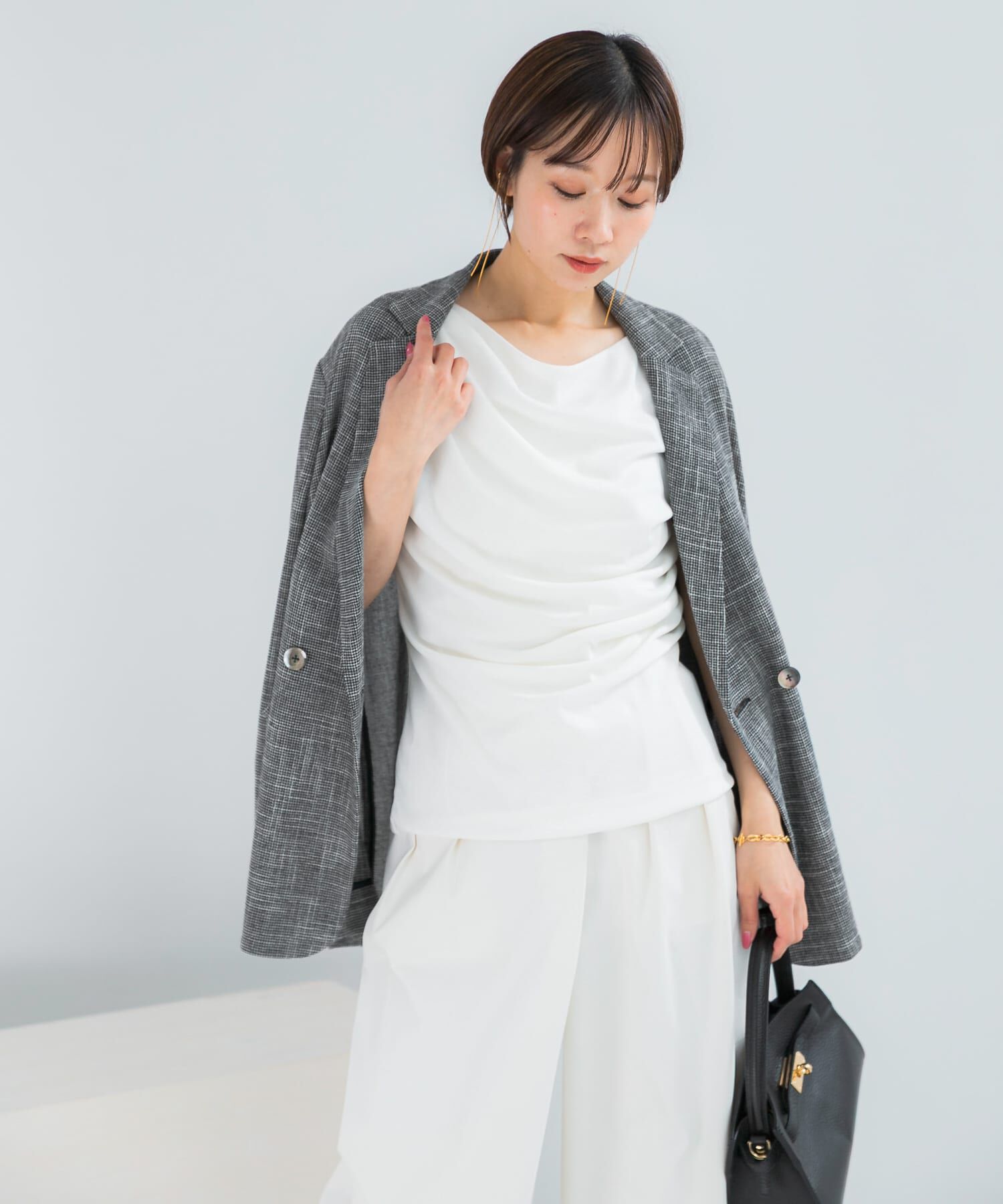 URBAN RESEARCH ROSSO「クールタッチ デザインドレープカットソー」|Tシャツ・カットソー|