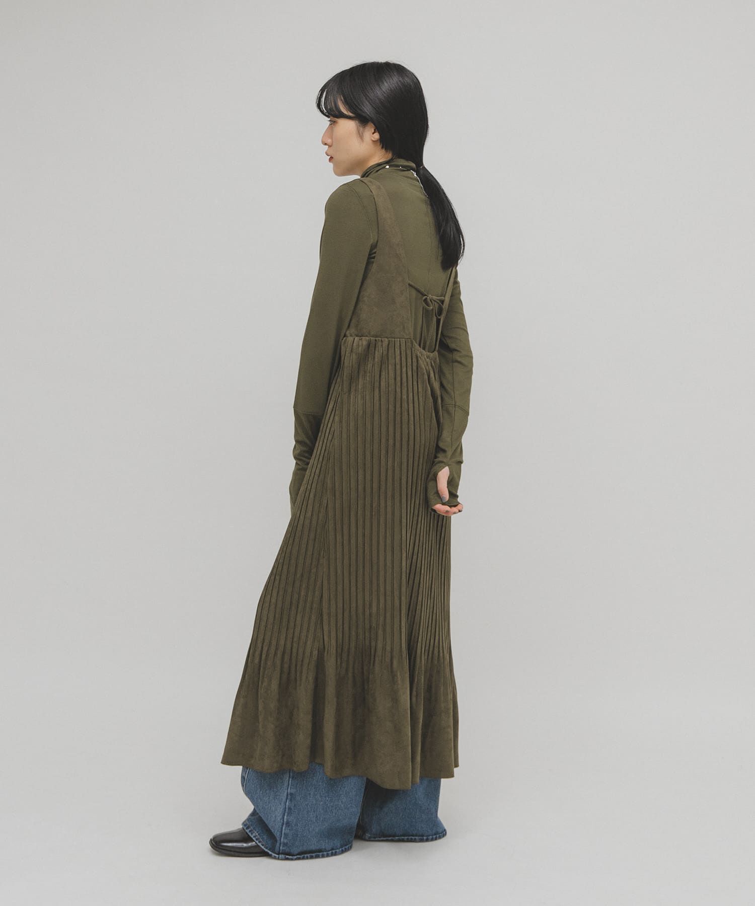  「ピーチスキンプリーツワンピース」|ワンピース|