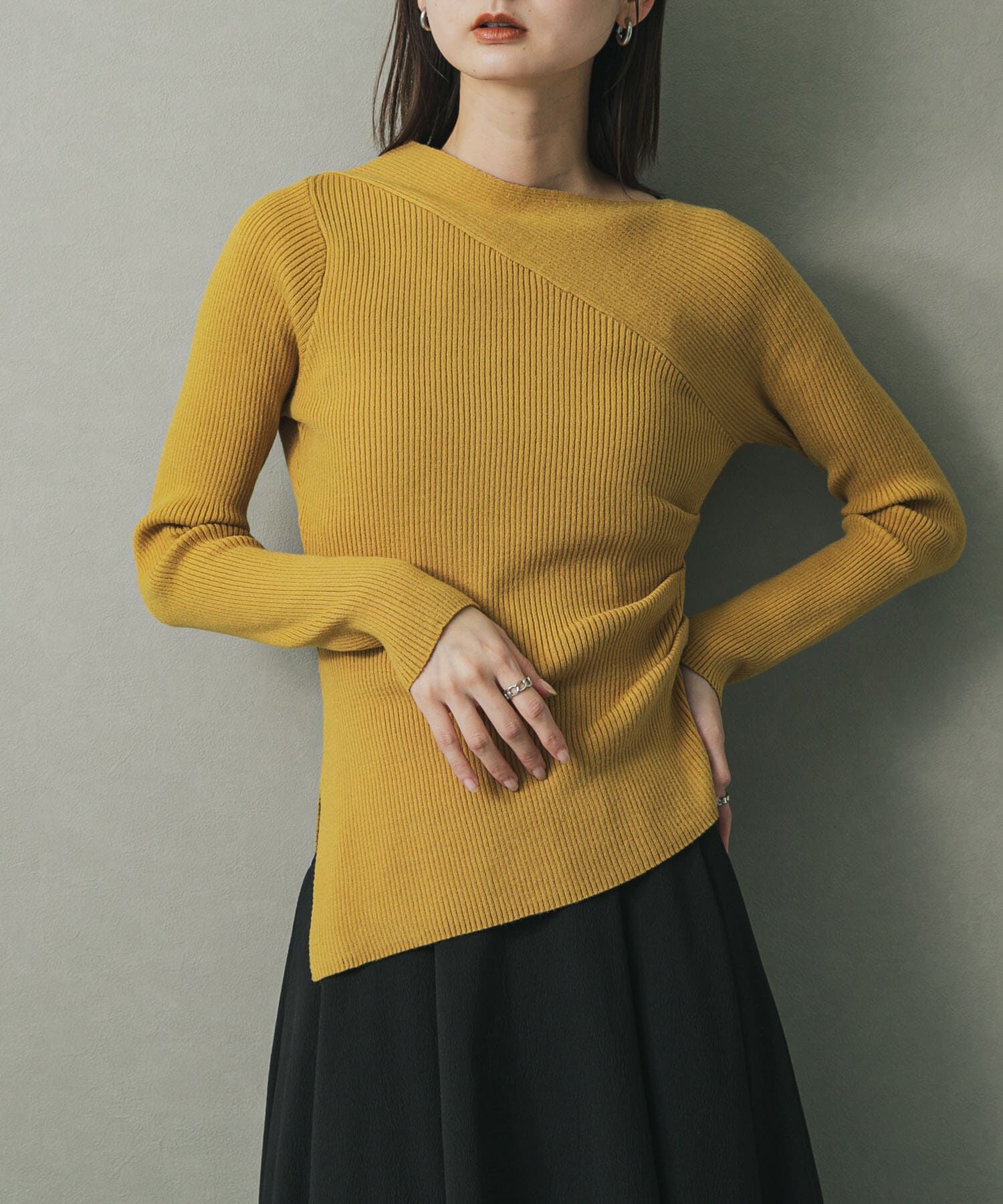 SENSE OF PLACE by URBAN RESEARCH「アシメデザインセーター」|ニット・セーター|イエロー