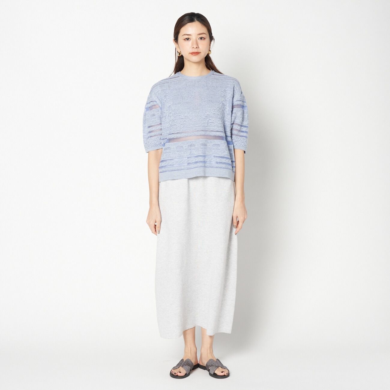  「boussole LACE JACQUARD SHORT SLEEVE」|Tシャツ・カットソー|