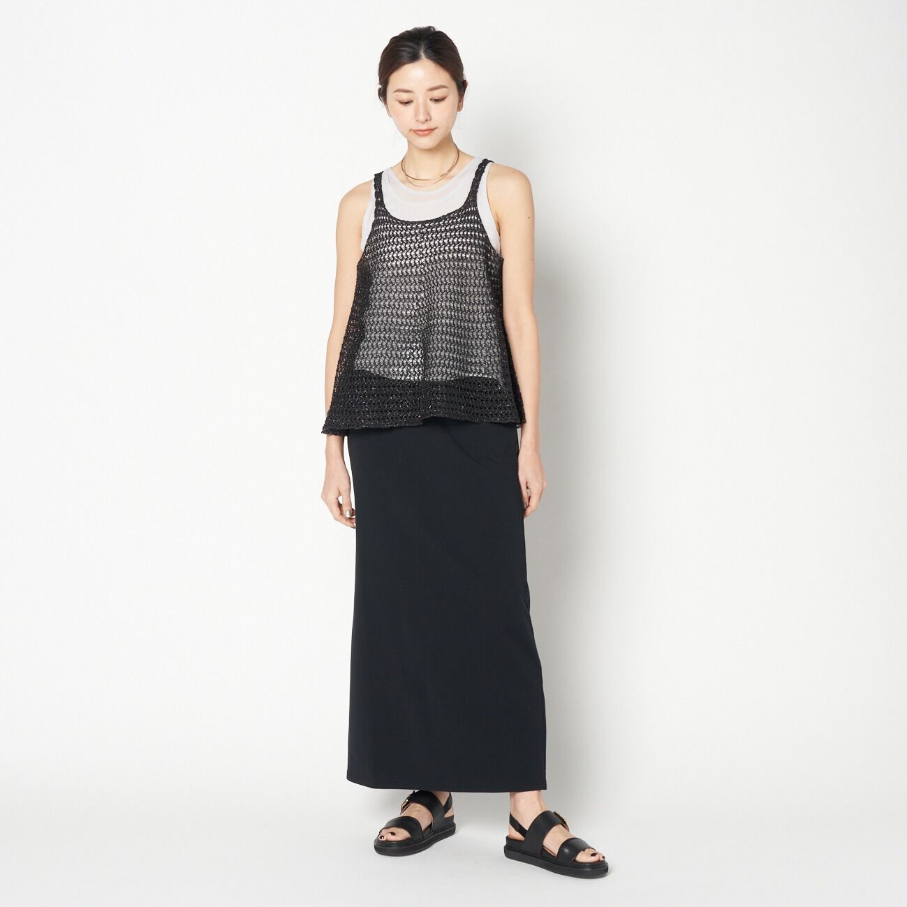 HELIOPOLE「HELIOPOLE GLITTER CROCHET KNIT CAMISOLE」|ニット・セーター|