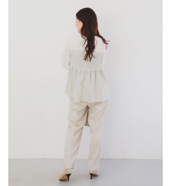 le.coeur blanc「ツィードドッキングノーカラーブラウス」|シャツ・ブラウス|