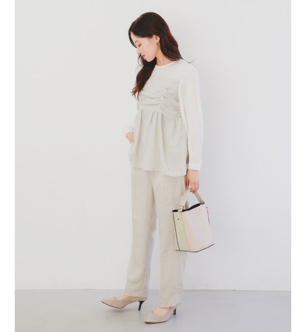 le.coeur blanc「ツィードドッキングノーカラーブラウス」|シャツ・ブラウス|
