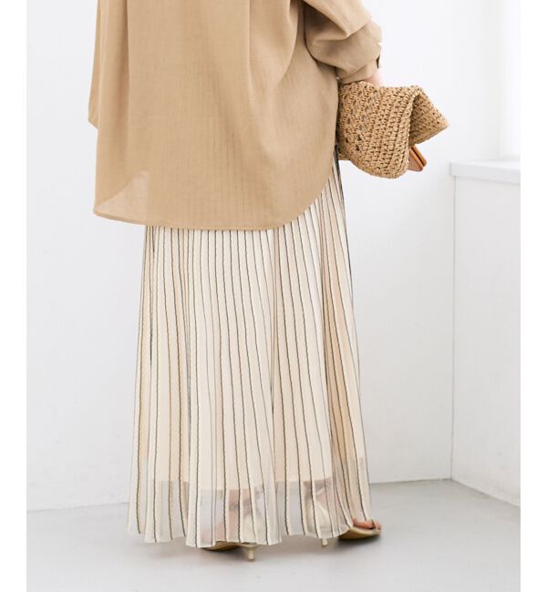  「ストライプフレアニットスカート」|スカート|
