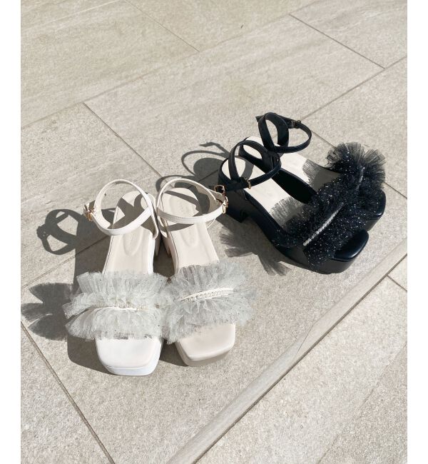 MAJESTICLEGON「チュール&times;パール厚底サンダル」|サンダル|オフ